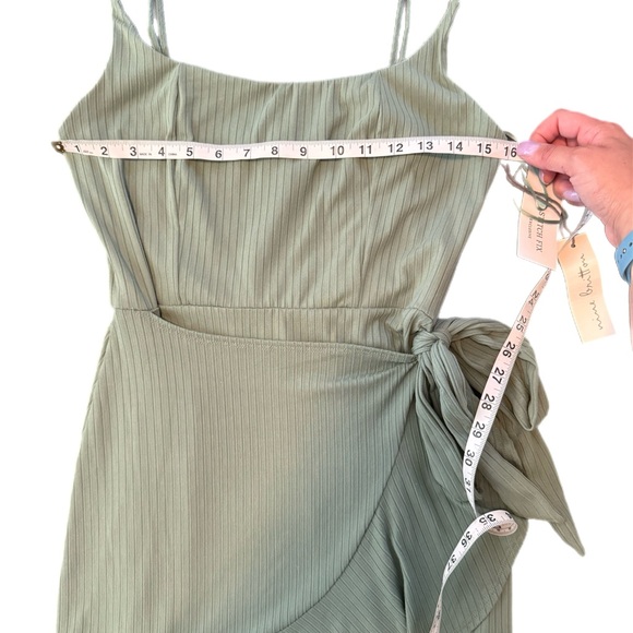 Nine Britton Sage Green Wrap Mini Dress NWT - Picture 6 of 10